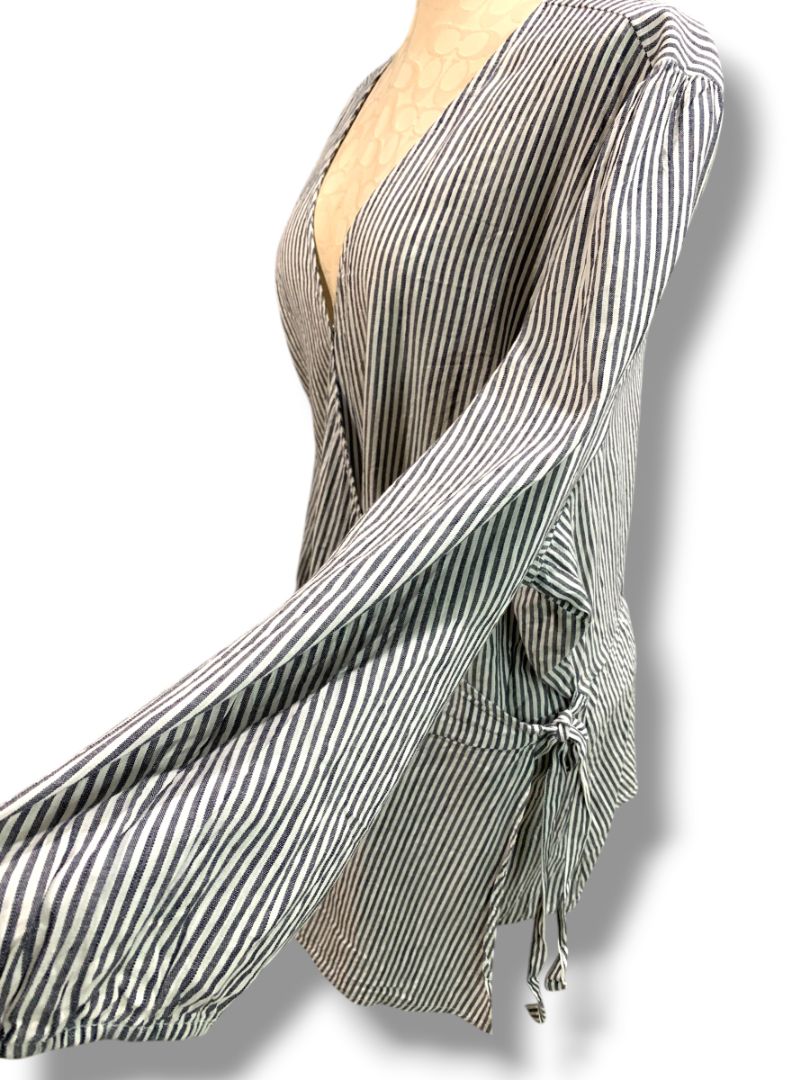 3X Old Navy Womens New Plus Size Blue White Striped Blouse Shirt