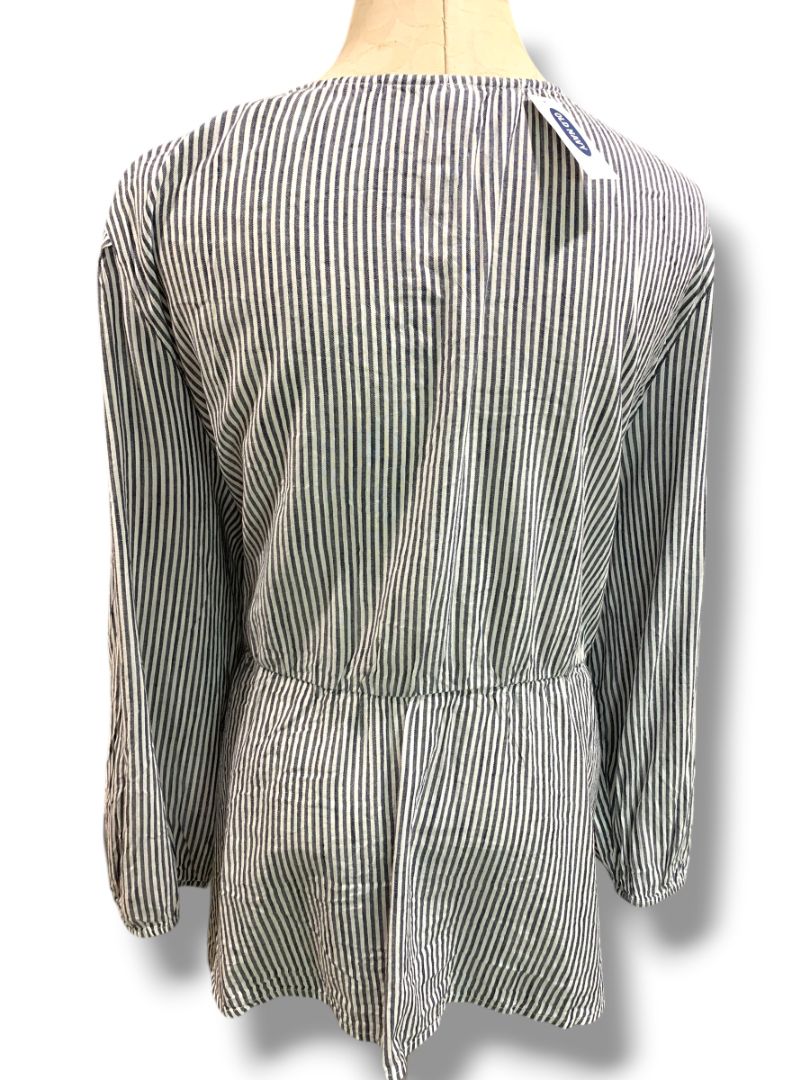 3X Old Navy Womens New Plus Size Blue White Striped Blouse Shirt