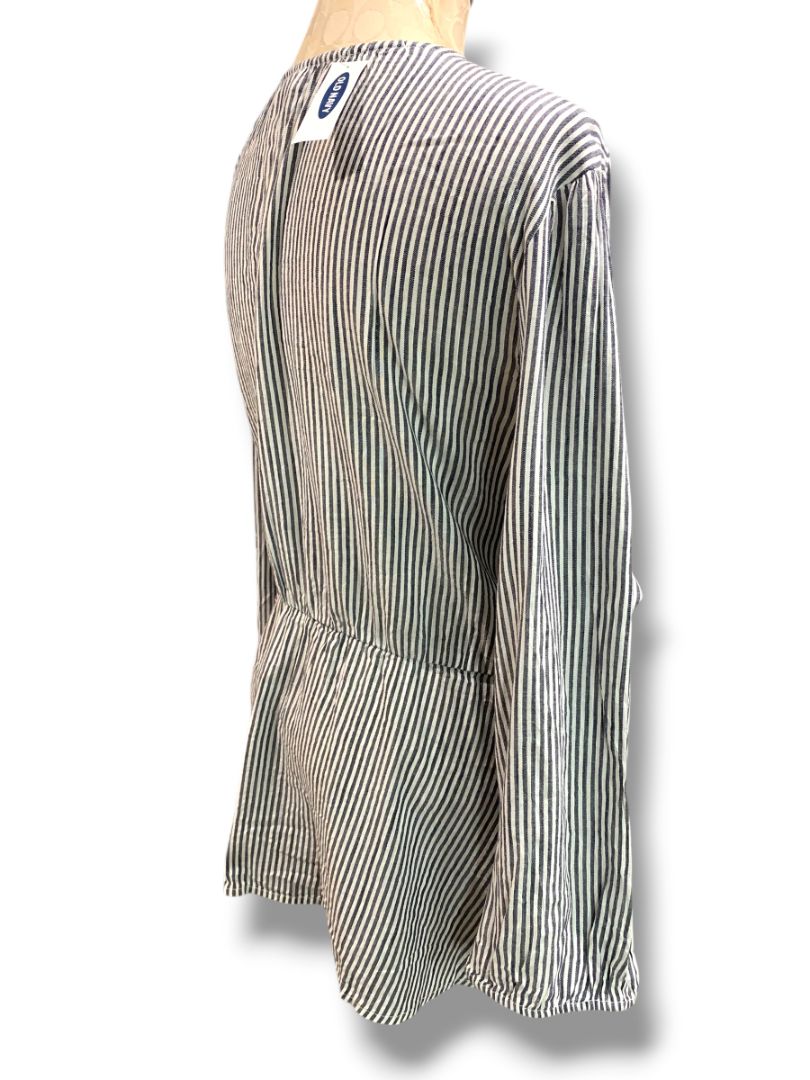 3X Old Navy Womens New Plus Size Blue White Striped Blouse Shirt