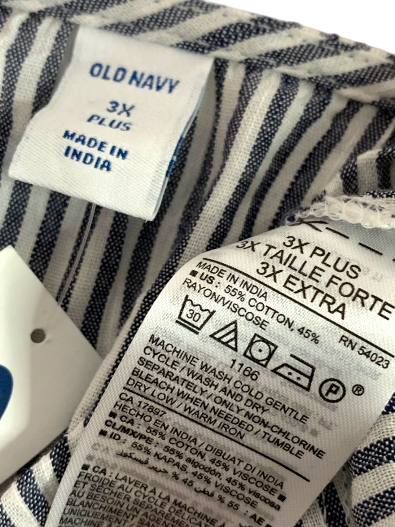 3X Old Navy Womens New Plus Size Blue White Striped Blouse Shirt