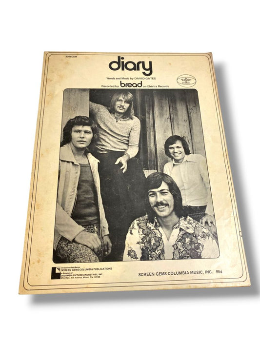 1972 Diary Sheet Music David Gates Bread Screen Gems-Columbia Music