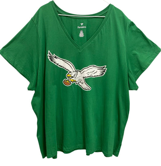 Size 4X Fanatics Womens V-Neck Tshirt Philadelphia Eagles Green