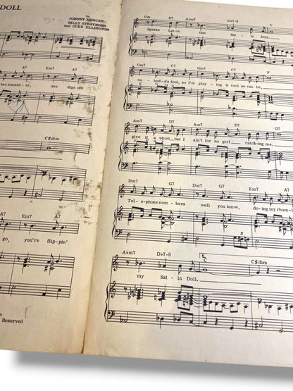 1964 Satin Doll Sheet Music Mercer Ellington Strayhorn Tempo Music Inc