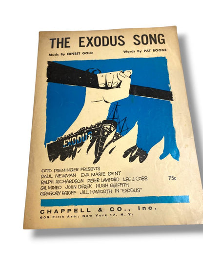 1961 The Exodus Song Sheet Music Ernest Gold Pat Boone Chappell & Co Inc