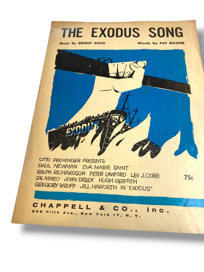 1961 The Exodus Song Sheet Music Ernest Gold Pat Boone Chappell & Co Inc