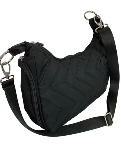 IHKWIP Black Quilted Convertible Shoulder Crossbody Bag Zig Zag Design