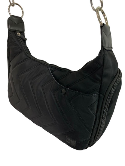 IHKWIP Black Quilted Convertible Shoulder Crossbody Bag Zig Zag Design