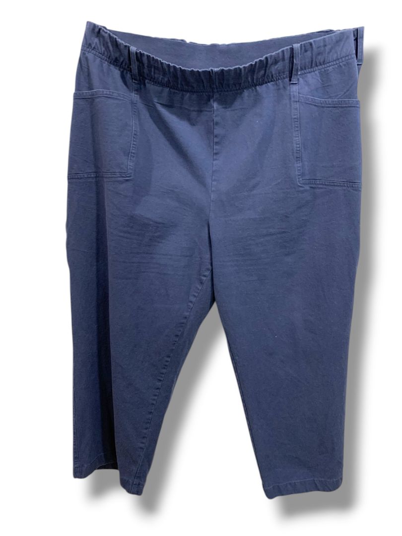 2XP Any Body Petite Womens Plus Size Navy Blue Pull On Pants Pockets Crop