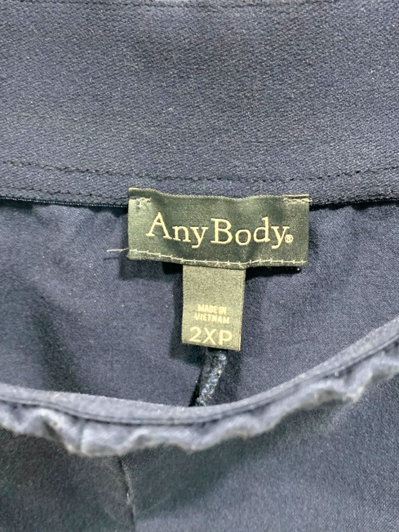 2XP Any Body Petite Womens Plus Size Navy Blue Pull On Pants Pockets Crop