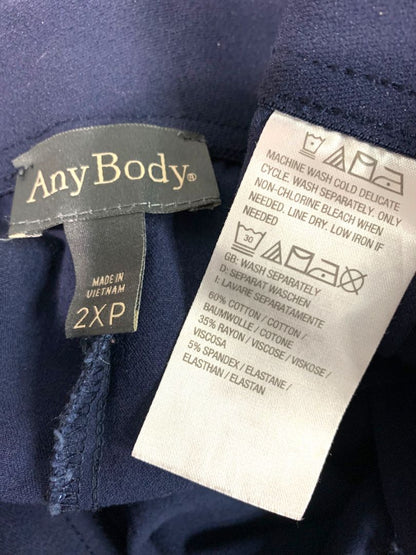 2XP Any Body Petite Womens Plus Size Navy Blue Pull On Pants Pockets Crop