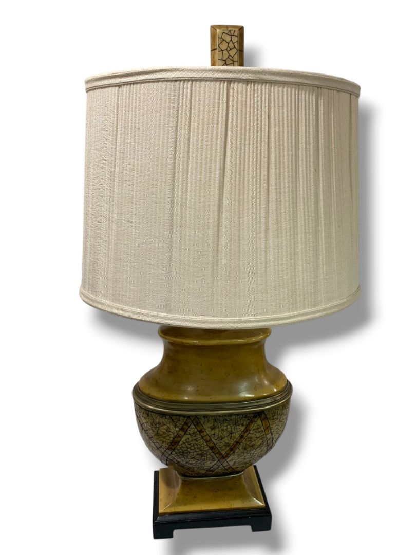 Vintage Retro Table Lamp Accent Works Well Resin Gold Brown 29"