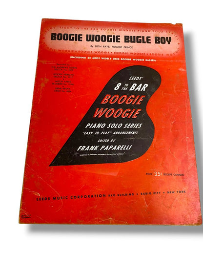 1943 Boogie Woogie Bugle Boy Sheet Music Piano Music Solo Don Raye Hughie Prince