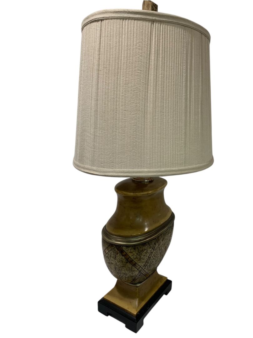 Vintage Retro Table Lamp Accent Works Well Resin Gold Brown 29"