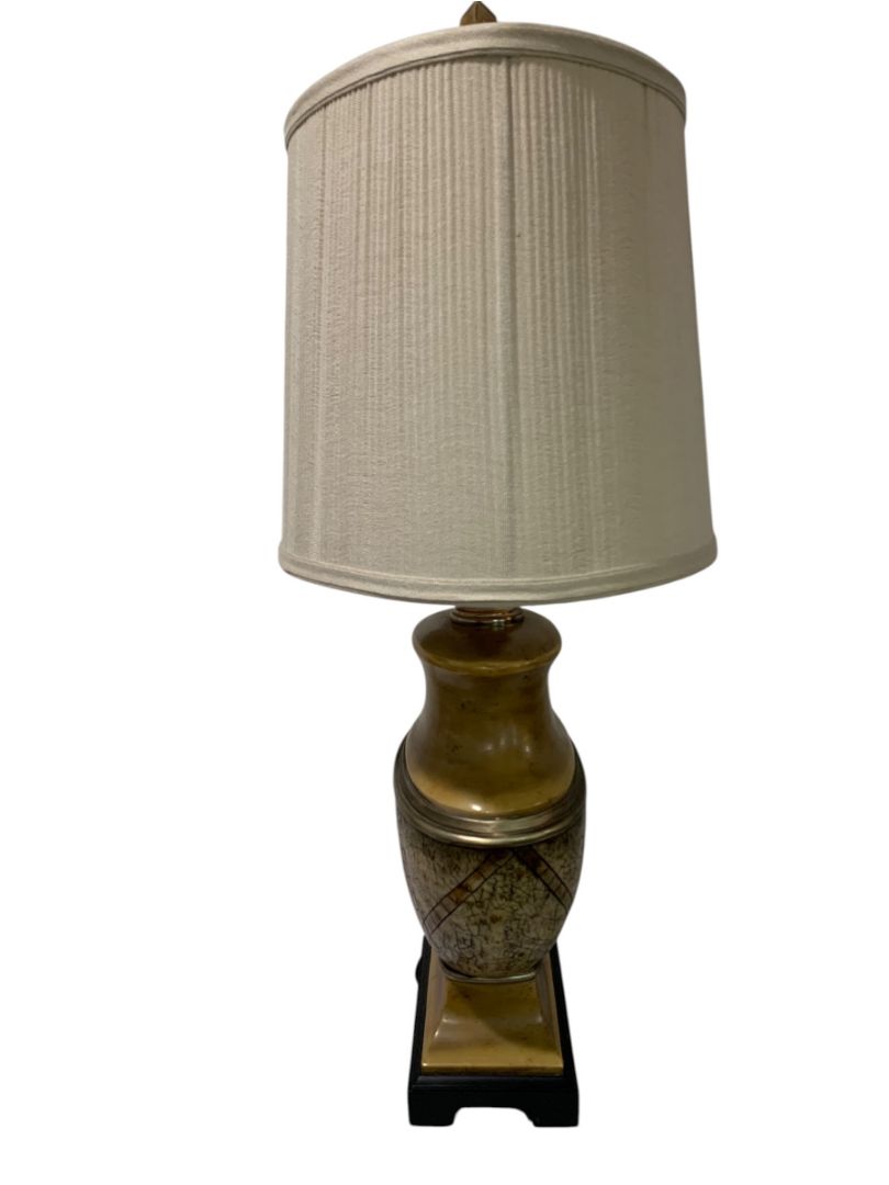 Vintage Retro Table Lamp Accent Works Well Resin Gold Brown 29"