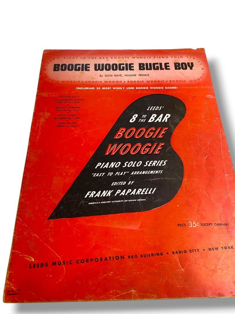 1943 Boogie Woogie Bugle Boy Sheet Music Piano Music Solo Don Raye Hughie Prince