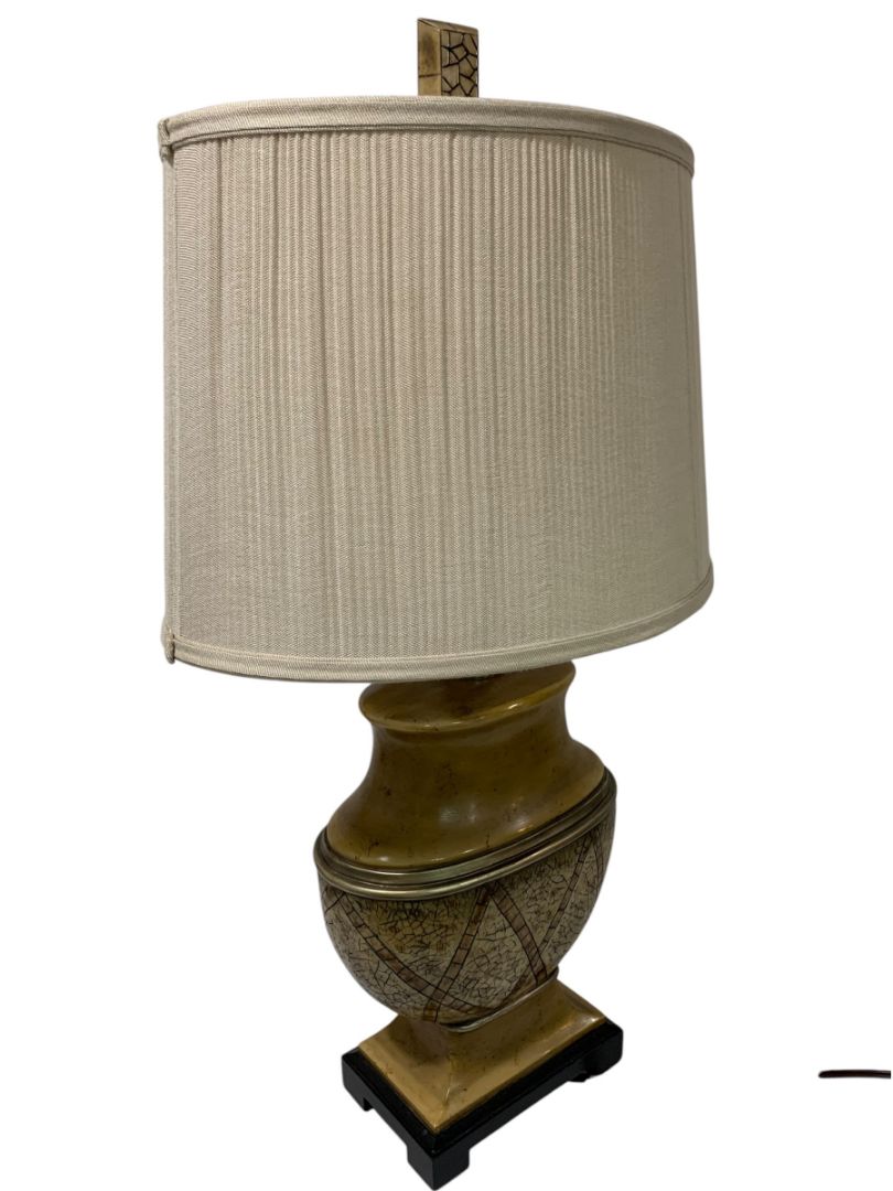 Vintage Retro Table Lamp Accent Works Well Resin Gold Brown 29"