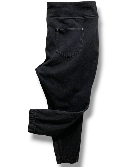 22WP Belle Kim Gravel Petite Womens Plus Size Black Joggers Pull On Pants