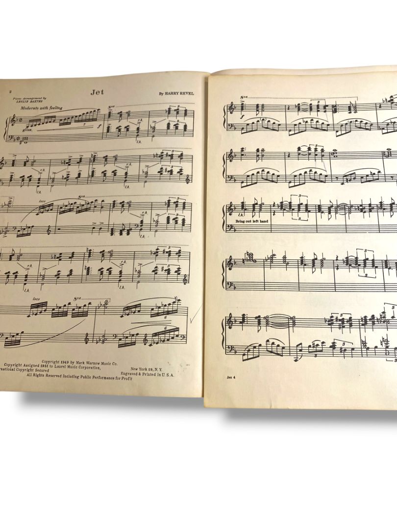 1951 Jet by Harry Revel Sheet Music Piano Solo Edition Laurel Music Corporation