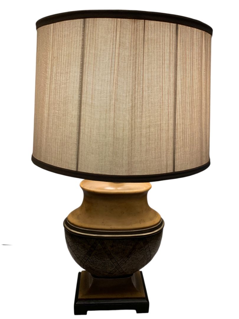 Vintage Retro Table Lamp Accent Works Well Resin Gold Brown 29"