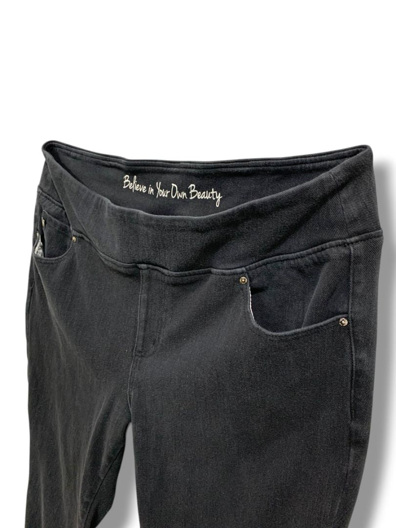22WP Belle Kim Gravel Petite Womens Plus Size Black Joggers Pull On Pants