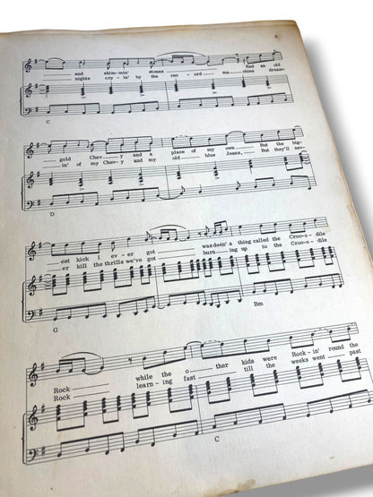 1972 Crocodile Rock Sheet Music Elton John Bernie Taupin Warner Bros