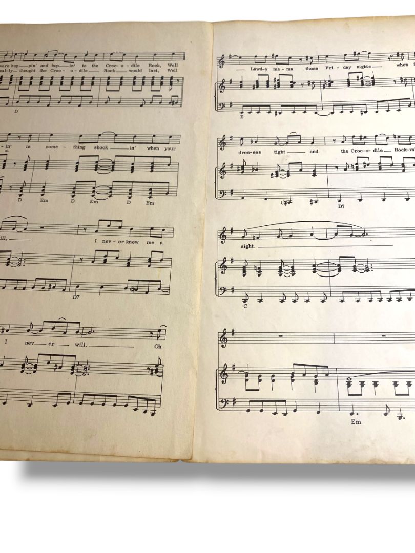 1972 Crocodile Rock Sheet Music Elton John Bernie Taupin Warner Bros
