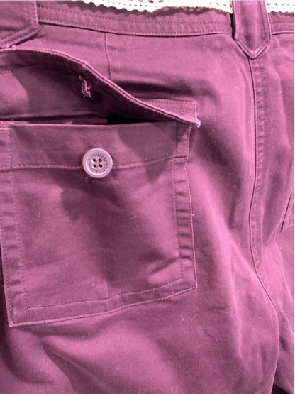 Size 14 New York & Co Womens New Belted Cotton Blend Pants Merlot Color