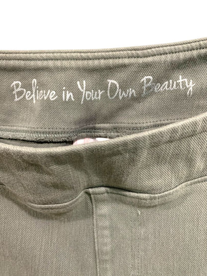 22WP Belle Kim Gravel Petite Womens Plus Size Olive Green Joggers Pull On Pants