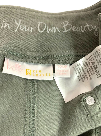 22WP Belle Kim Gravel Petite Womens Plus Size Olive Green Joggers Pull On Pants