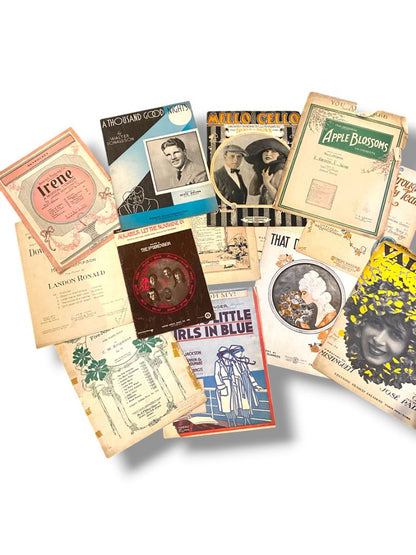 Lot of 13 Vintage and Antique Sheet Music Covers Wall Art Crafting Junk Journals