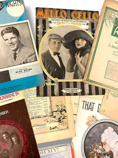 Lot of 13 Vintage and Antique Sheet Music Covers Wall Art Crafting Junk Journals