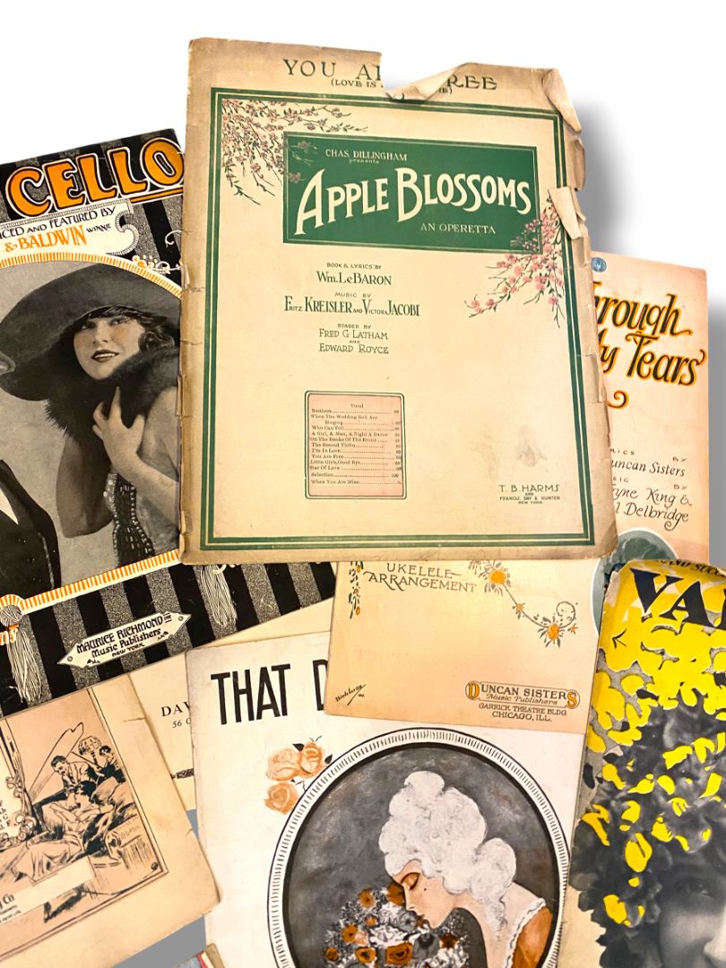 Lot of 13 Vintage and Antique Sheet Music Covers Wall Art Crafting Junk Journals