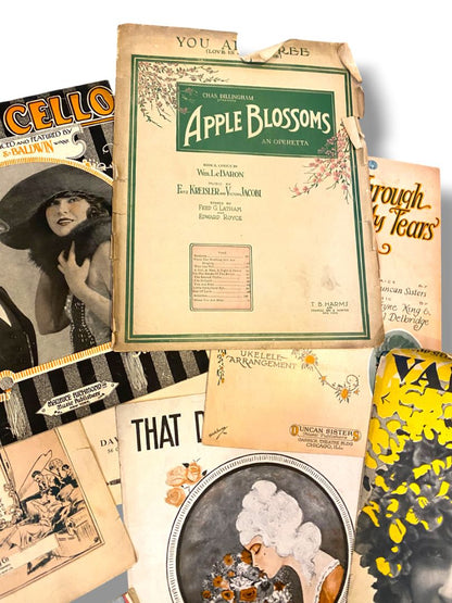 Lot of 13 Vintage and Antique Sheet Music Covers Wall Art Crafting Junk Journals