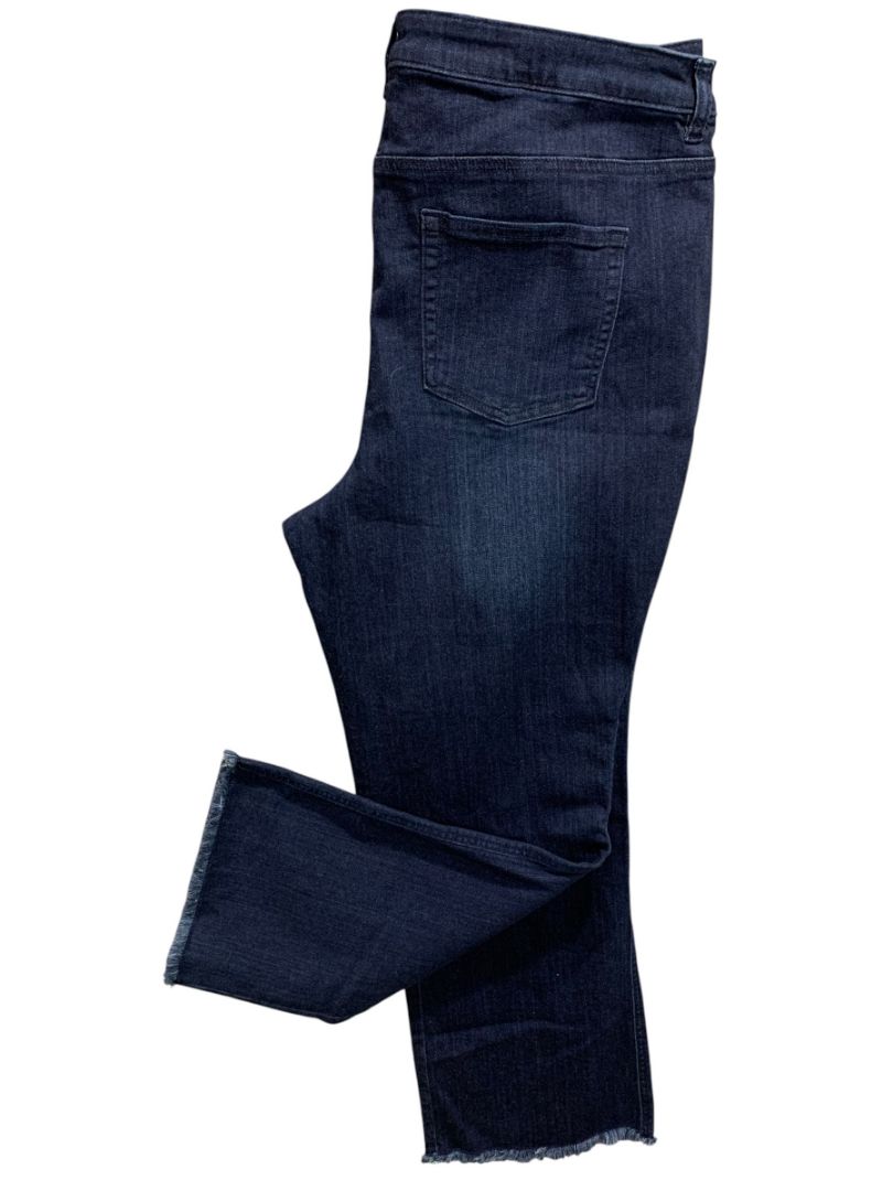 Size 20WP Belle by Kim Gravel Pull On Jeans Stretch Denim Raw Hem Womens Petite