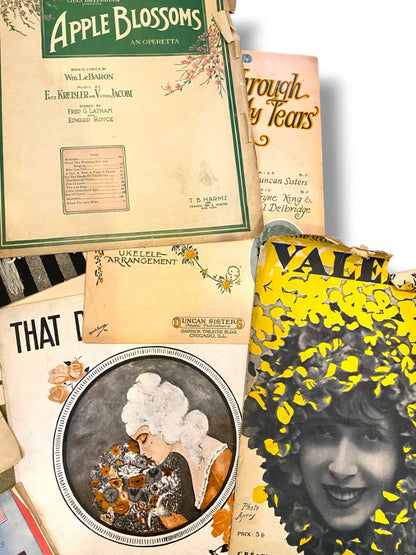 Lot of 13 Vintage and Antique Sheet Music Covers Wall Art Crafting Junk Journals