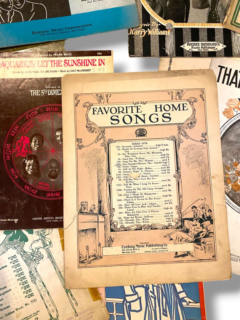 Lot of 13 Vintage and Antique Sheet Music Covers Wall Art Crafting Junk Journals