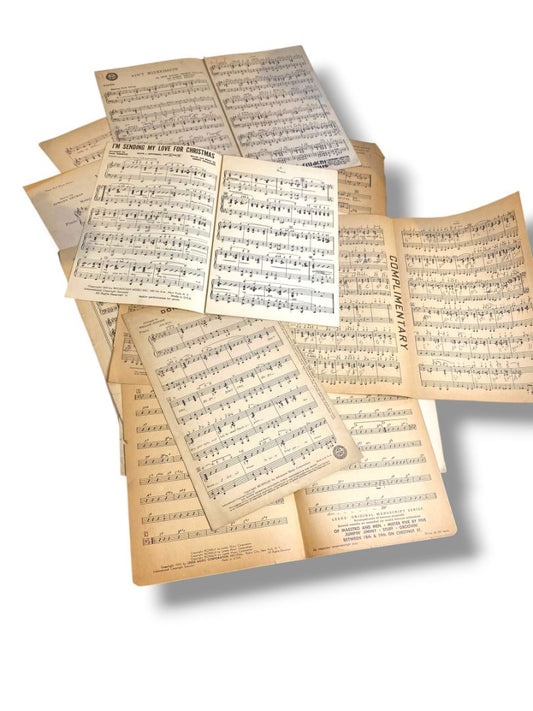 Vintage Lot of 16 Pieces of Scrap Sheet Music Junk Journal Assorted