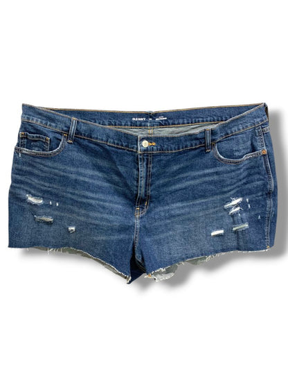 Size 24 Old Navy Plus Size Womens Jean Shorts Mid-Rise Boyfriend Distressed