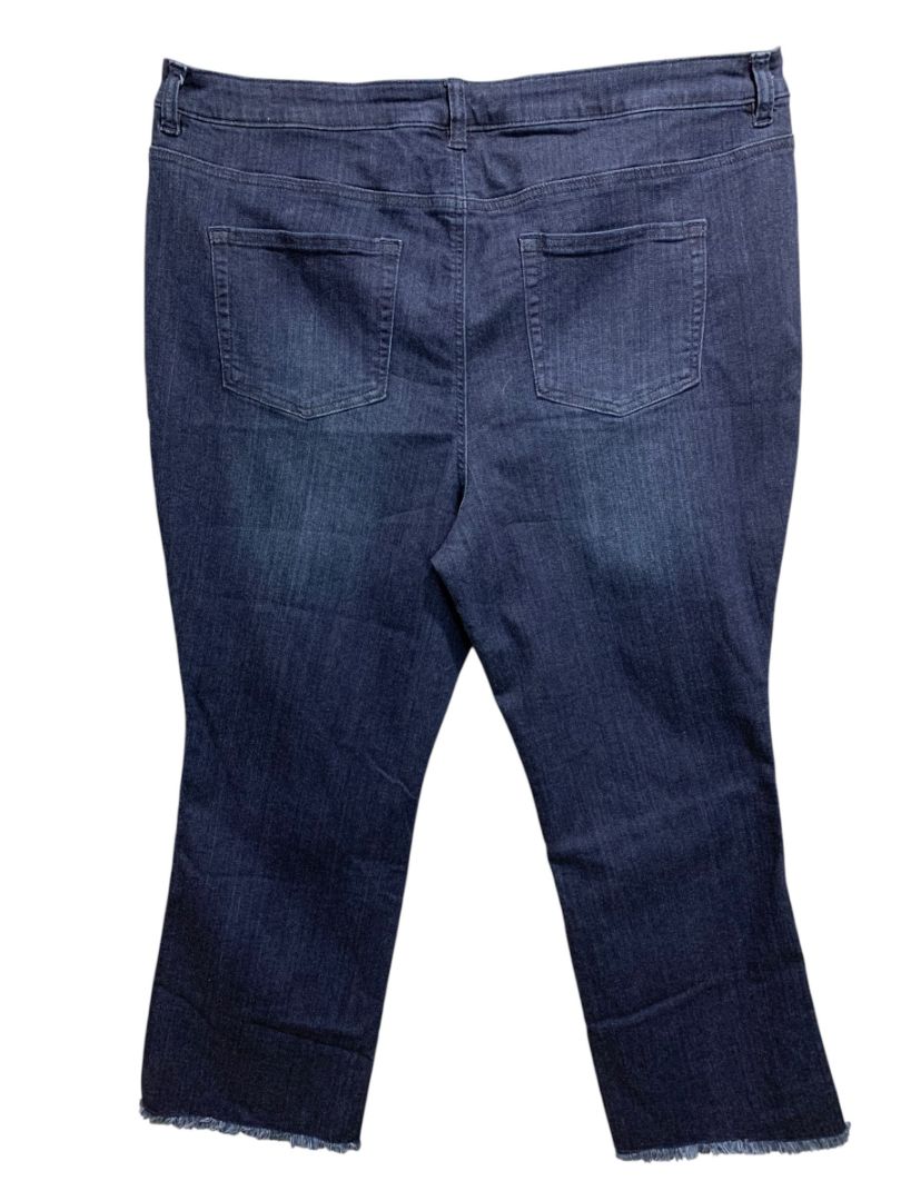 Size 20WP Belle by Kim Gravel Pull On Jeans Stretch Denim Raw Hem Womens Petite