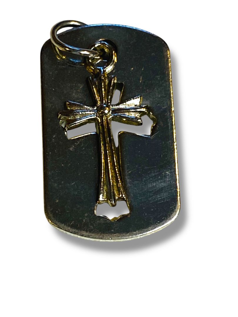 Silvertone Cross Pendant 1.25" 2 Part for Necklace