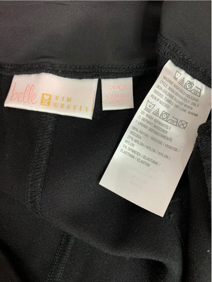 Size 22W Belle by Kim Gravel Womens Black Pants Pull On Stretch Pockets