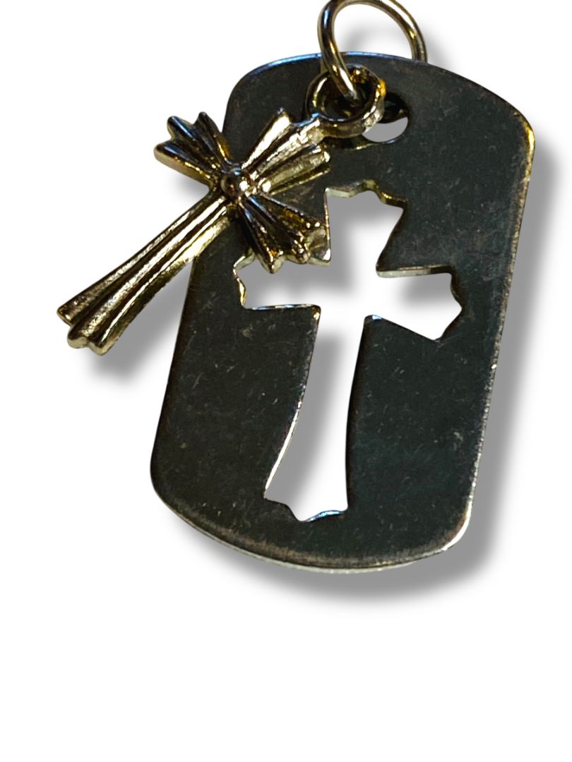 Silvertone Cross Pendant 1.25" 2 Part for Necklace