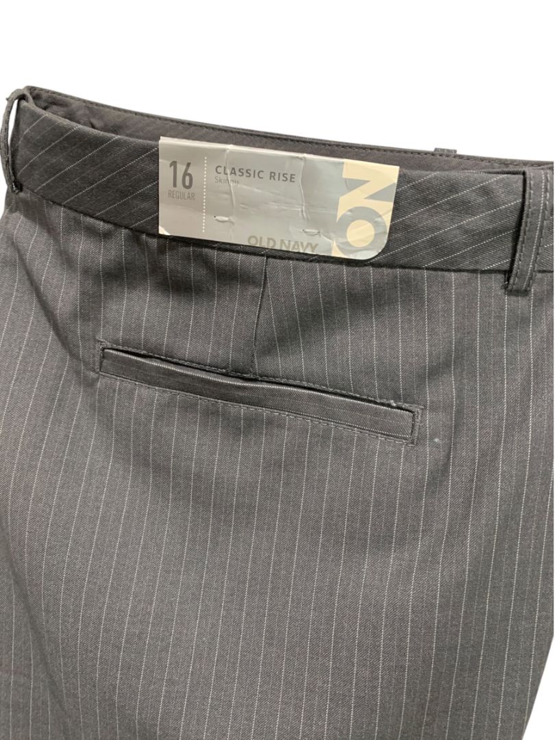 Size 16 Old Navy Womens Gray Pinstripe New Dress Pants Trousers Classic Rise