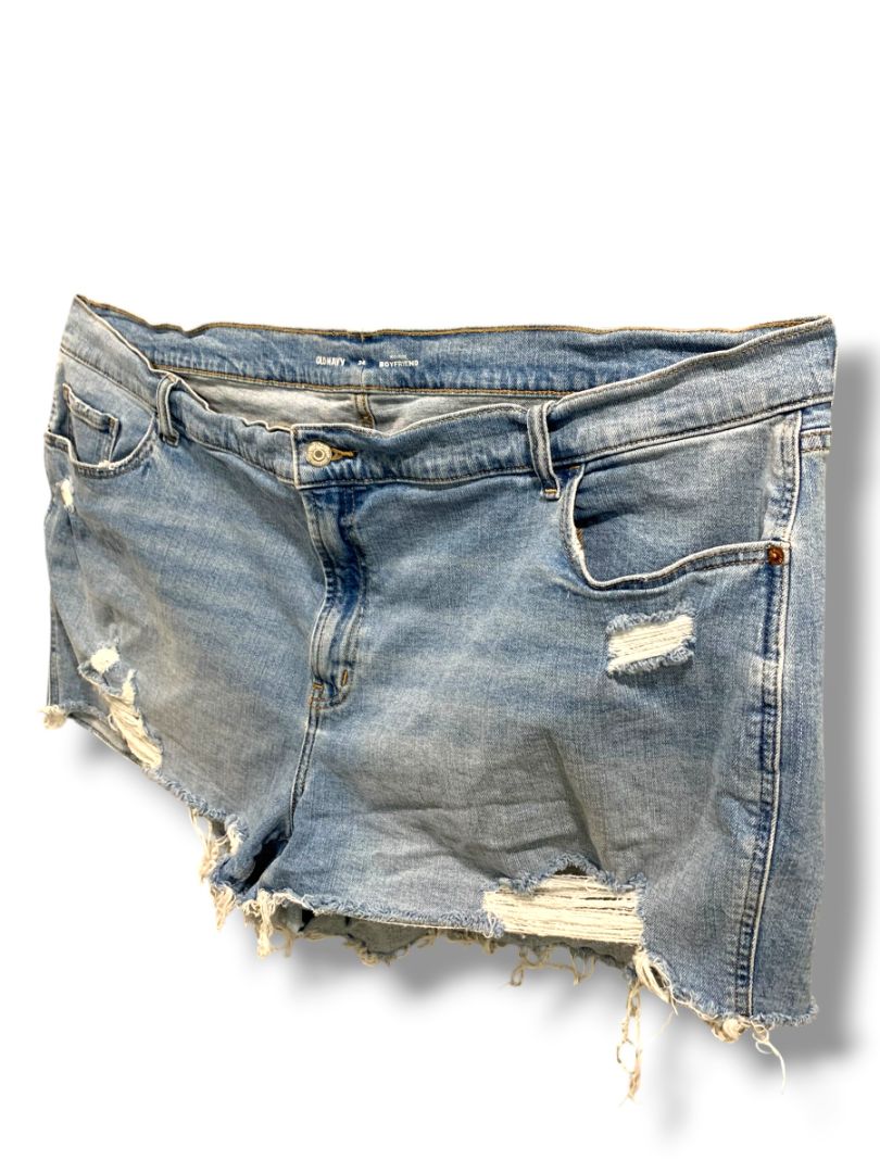 Size 24 Old Navy Plus Size Womens Distressed Jean Shorts Mid-Rise Boyfriend