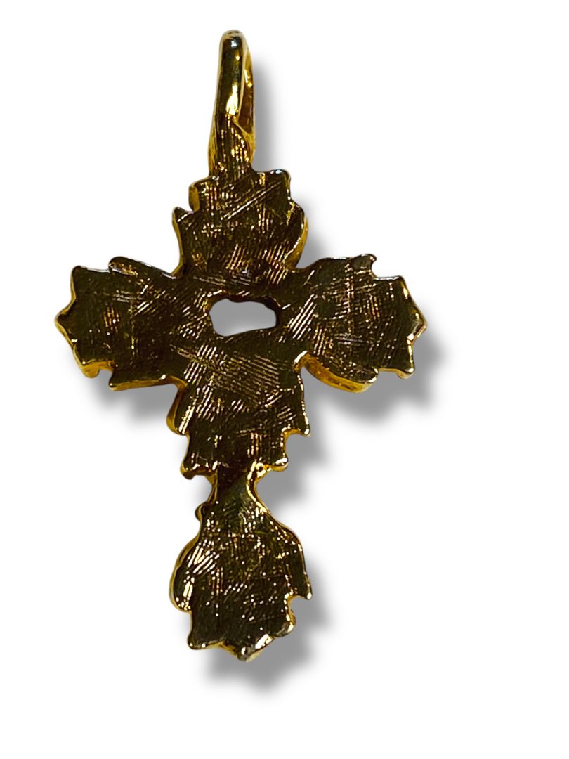 Goldtone Opal Pendant Cross Necklace 1.25" for Necklace