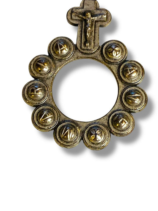 Ava Maria Vintage Pendant Silvertone Cross Catholic Religious 1.6"