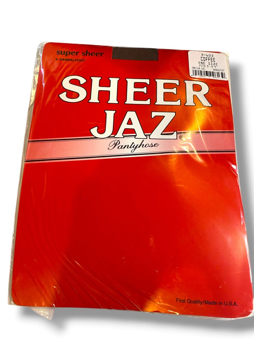Vintage Sheer Jaz Pantyhose New Super Sheer Sandalfoot One Size Coffee Brown 2-603