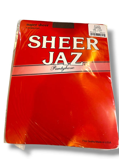 Vintage Sheer Jaz Pantyhose New Super Sheer Sandalfoot One Size Coffee Brown 2-603