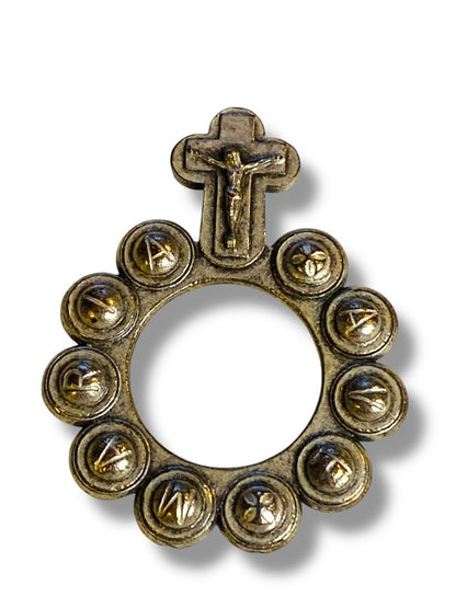 Ava Maria Vintage Pendant Silvertone Cross Catholic Religious 1.6"