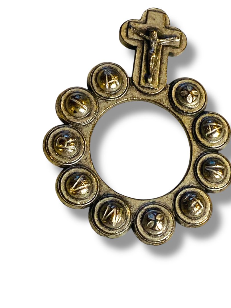 Ava Maria Vintage Pendant Silvertone Cross Catholic Religious 1.6"